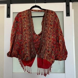 Best of Kashmir Embroidered Red Vest Top